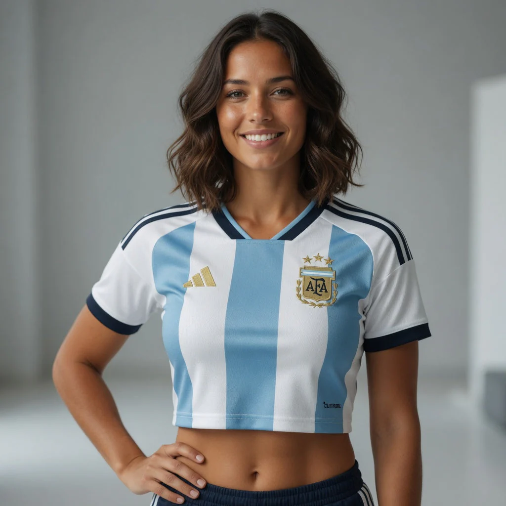 MAILLOT ARGENTINE CROP TOP FEMME DOMICILE 2026 2027
